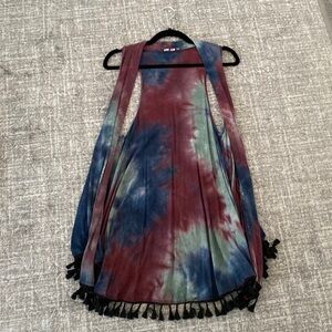 Tie-Dye Tassel Women's Cardigan